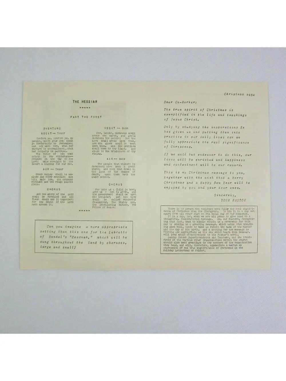 Goes Lithography Co. Chicago Holiday Church Stationery Sample Vintage 1930s